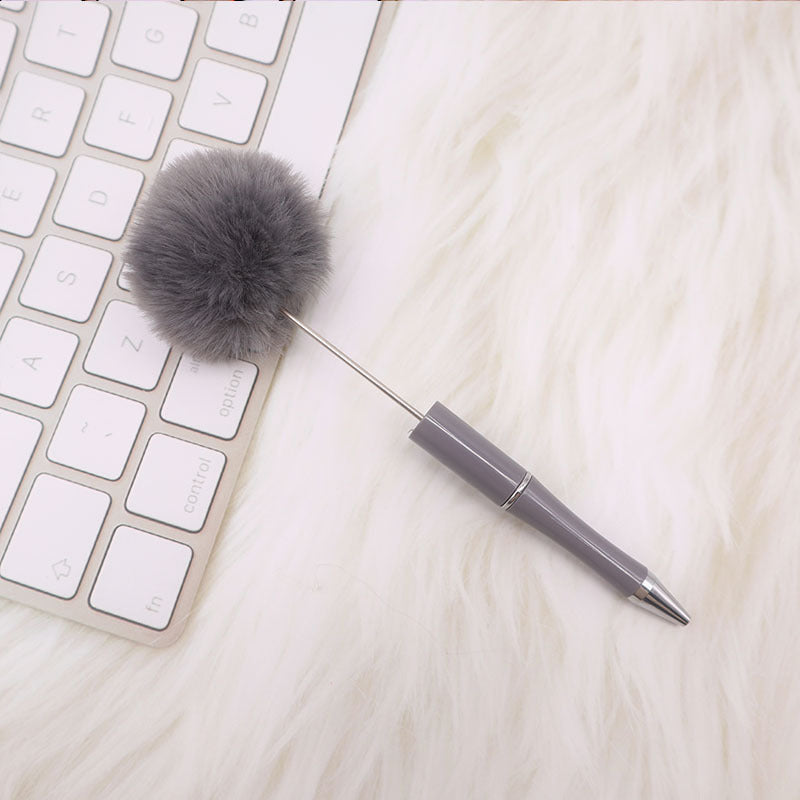 Wholesale Beadable Pens Pom Pom Beadable Pen Leopard Print Plush Multicolor DIY Fluffy Pens